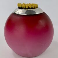 Pink Satin Glass Match Striker Match Holder Vesta