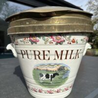 Exceptional Decorative Pottery Milk Pail