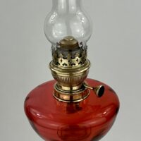 Antique Cranberry Glass Oil Lamp Gladiator Paris