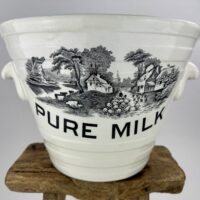 Antique Ironstone Pure Milk Pail Farmyard