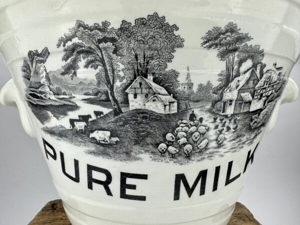 Antique Ironstone Pure Milk Pail Farmyard