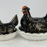 Staffordshire Pottery Chicken Egg Baskets