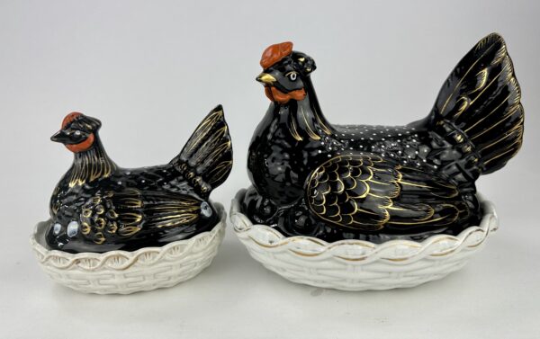 Staffordshire Pottery Chicken Egg Baskets