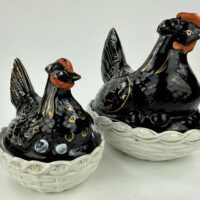 Staffordshire Pottery Chicken Egg Baskets