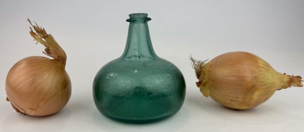 Antique Glass Aquamarine Onion Bottle Tiny!