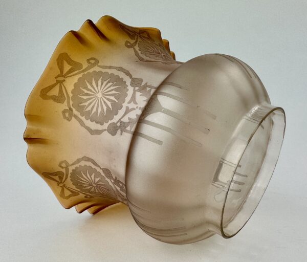 Antique Orange Glass Oil Lampshade