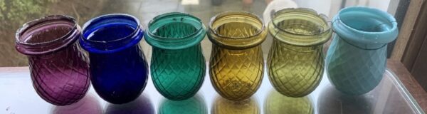 Antique James Powell Glass Christmas Fairy Lamps Night Lights Whitefriars